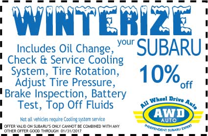 Subaru Winterize Service Coupon